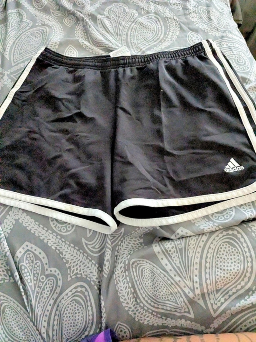 adidas Women's Pacer 3-Stripes Woven Shorts Black & White Large